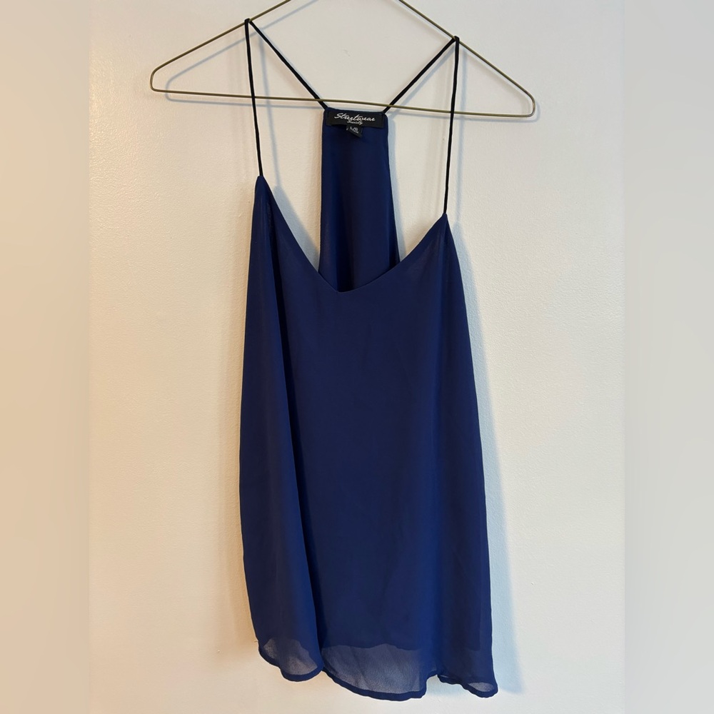 Streetwear Society Navy Blue Cami Thin Spaghetti Straps Racer Back Top Large